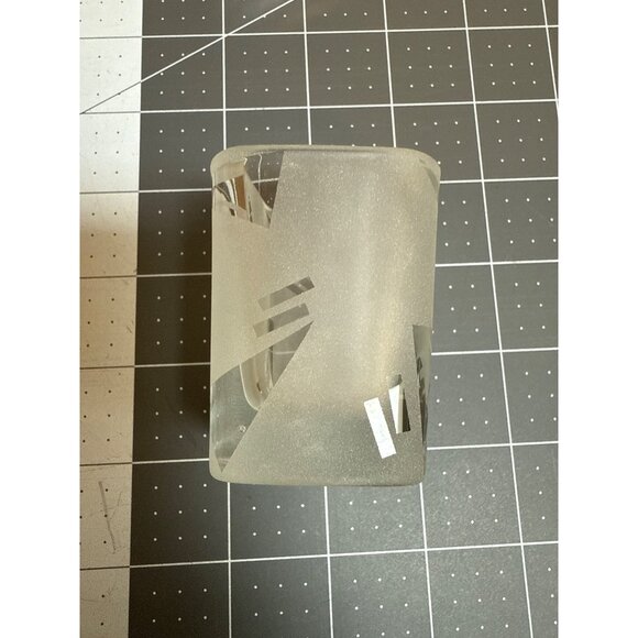 Set Of 3 Frosted Clear Glass Square Votive Candle Holders With Etched Geometric - Picture 15 of 16